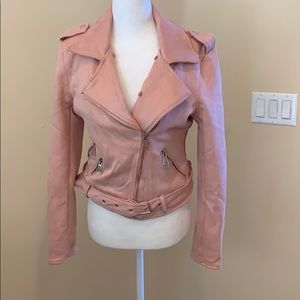 🔥Pink Fur lined faux suede jacket🔥